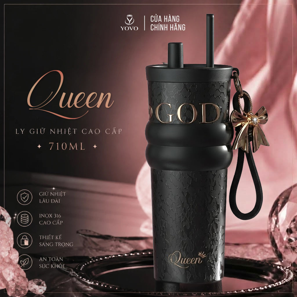 Cốc giữ nhiệt Queen 710ml inox 316 phủ sứ cao cấp