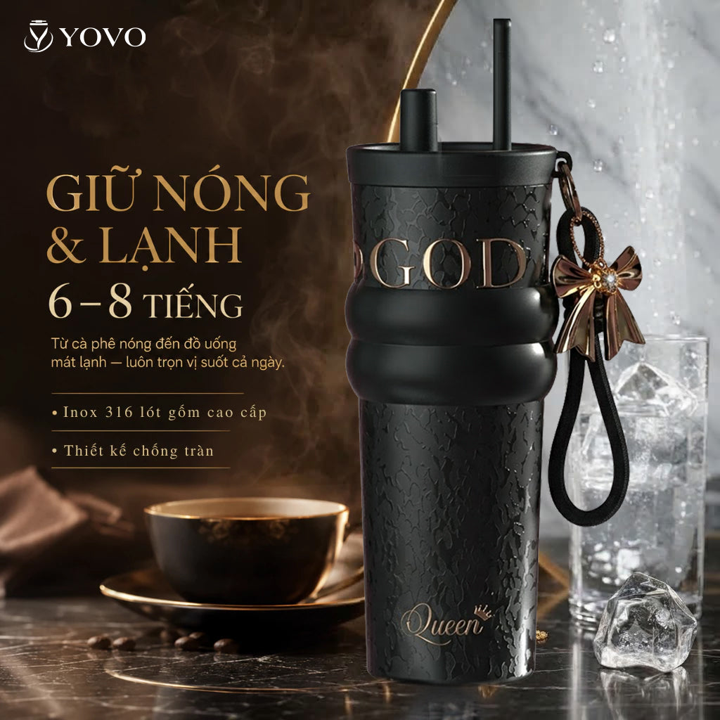Cốc giữ nhiệt Queen 710ml inox 316 phủ sứ cao cấp